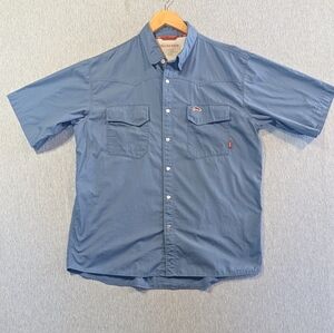 Simms Guide Fishing Outdoor Shirt Men's XL Blue Snaps